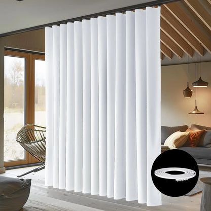 RoomDarkning Room Divider Curtains with Ceiling Track 95% Blackout Heavy Track Ceiling Curtains Noise Reduction Privacy Curtain Track System Kits 15 ft Wide x 7 ft Tall White 1 Panel