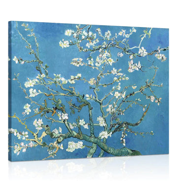 Van Gogh Canvas Wall Art: Almond Blossom Oil Painting Flower Picture Reproduction Room Decor Famous Art Prints Floral Tree Poster Teal Modern Artwork Home Decoration 12" x 15"