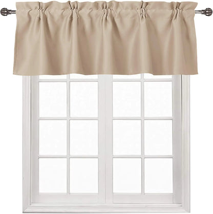 DWCN Bean Green Valance for Kitchen Window Solid Rod Pocket Blackout Valance Curtains 52x14 inch Long 1 Panel