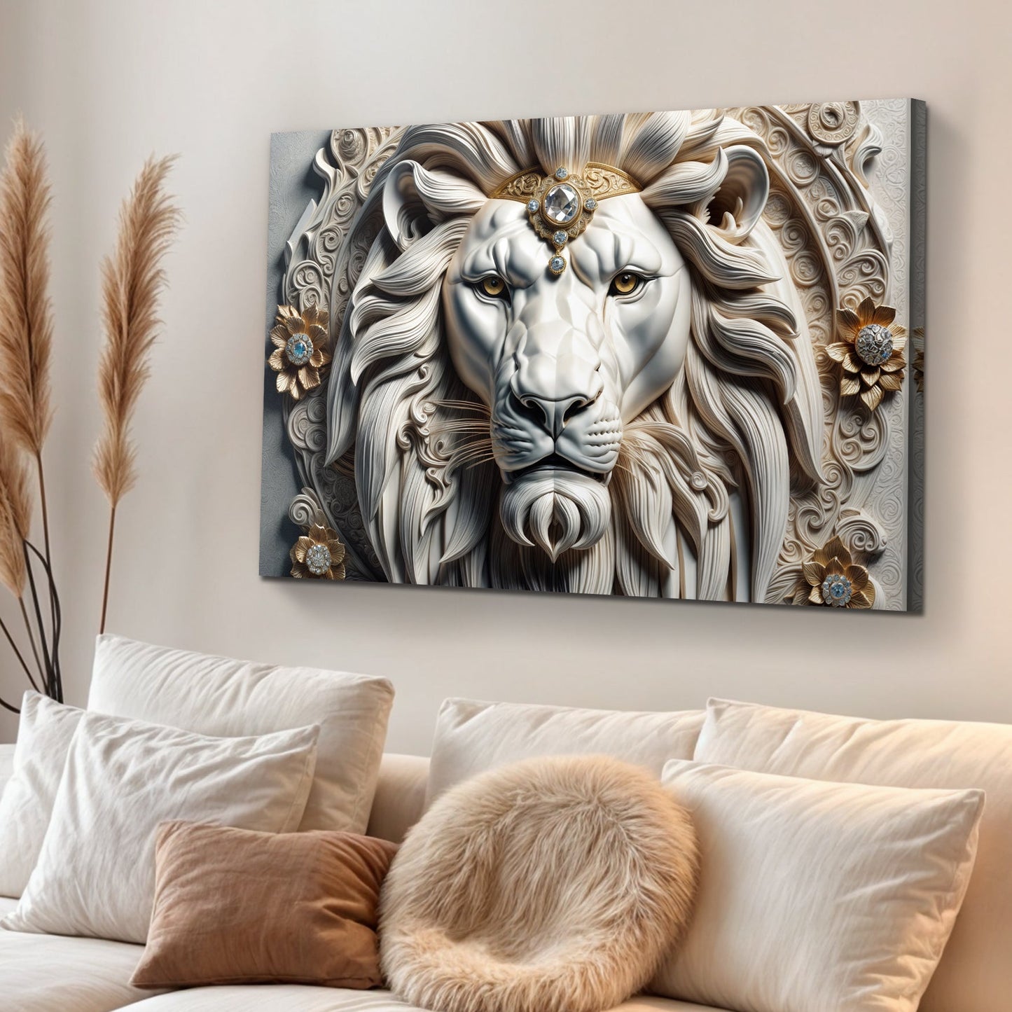 3D Noble Lion Wall Panel Art II
