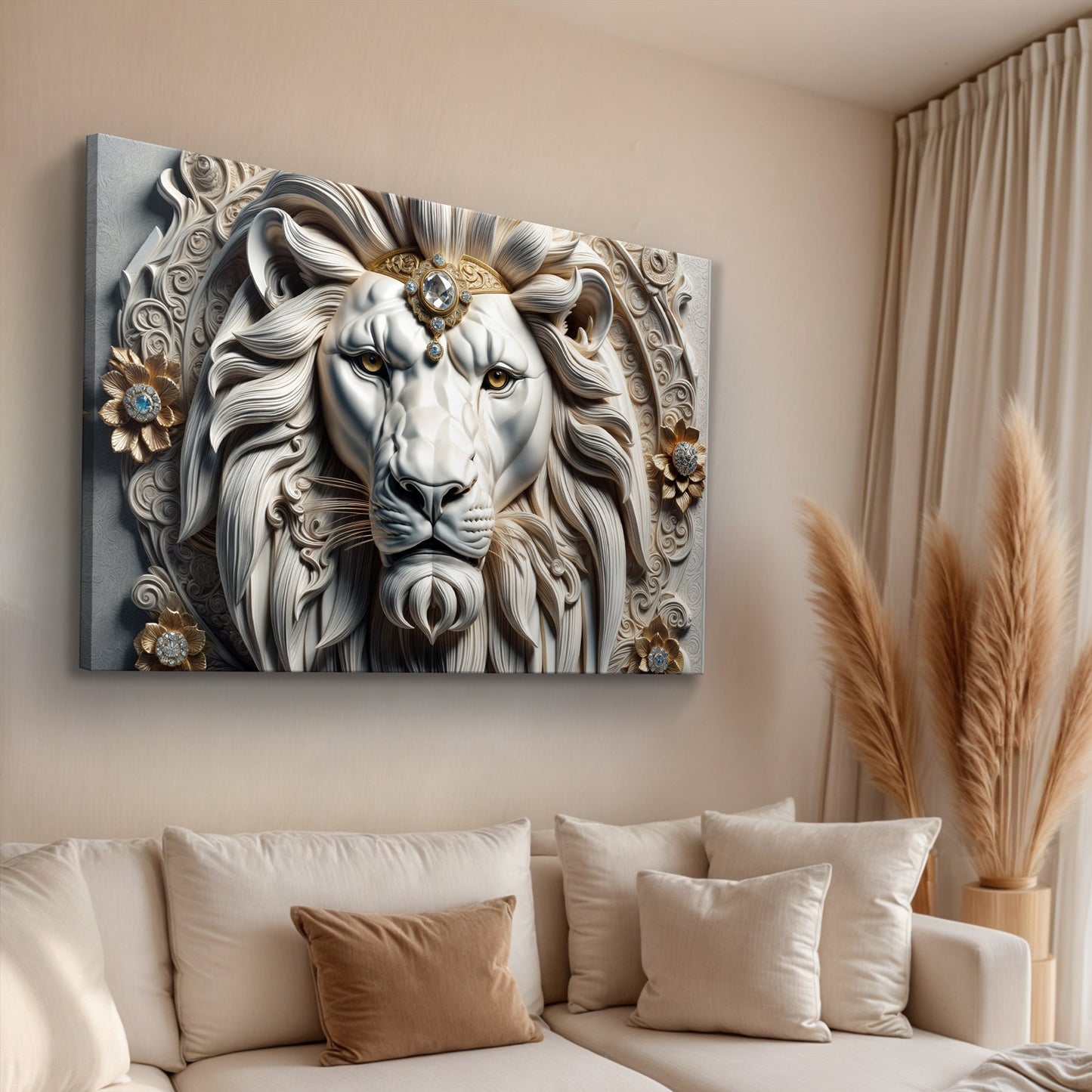 3D Noble Lion Wall Panel Art II
