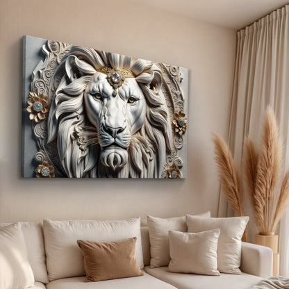 3D Noble Lion Wall Panel Art II