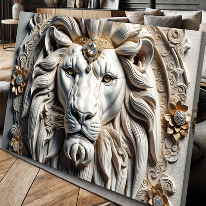 3D Noble Lion Wall Panel Art II