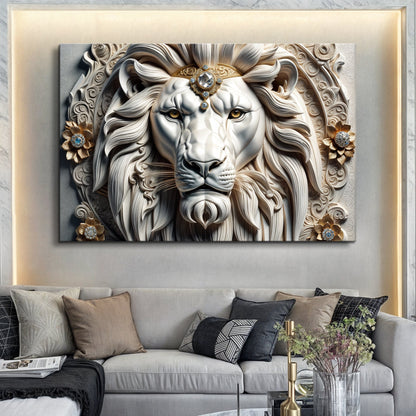3D Noble Lion Wall Panel Art II