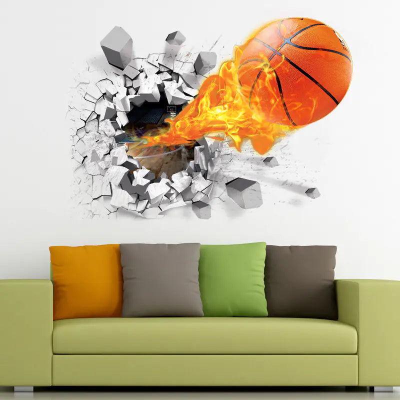 3D Basketball Wall Decals for Kids' Room Decor