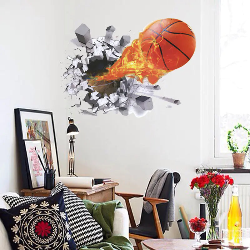 3D Basketball Wall Decals for Kids' Room Decor
