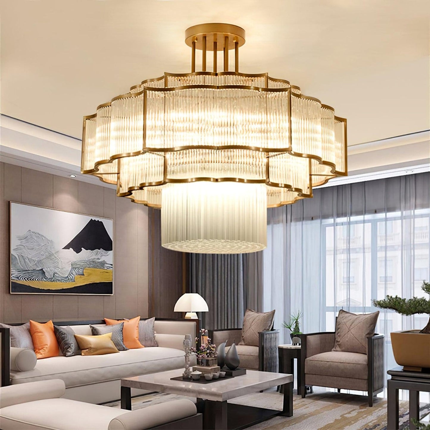 Layered Crystal Flush Light