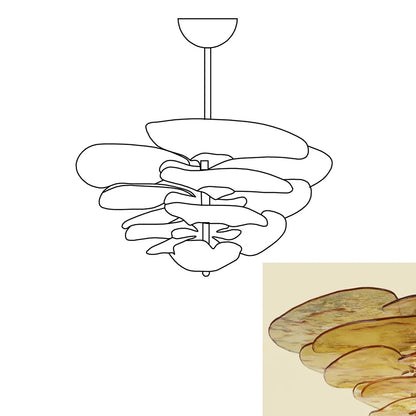 Amber Leaf‑Form Glass Chandelier