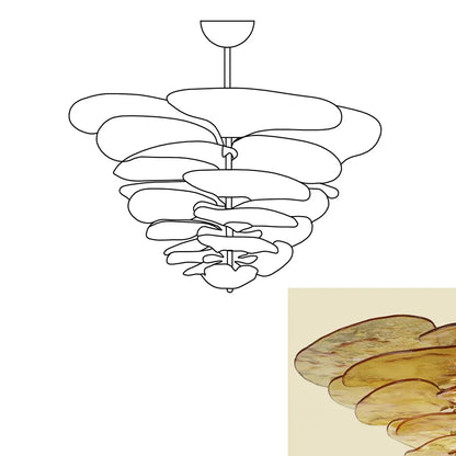 Amber Leaf‑Form Glass Chandelier