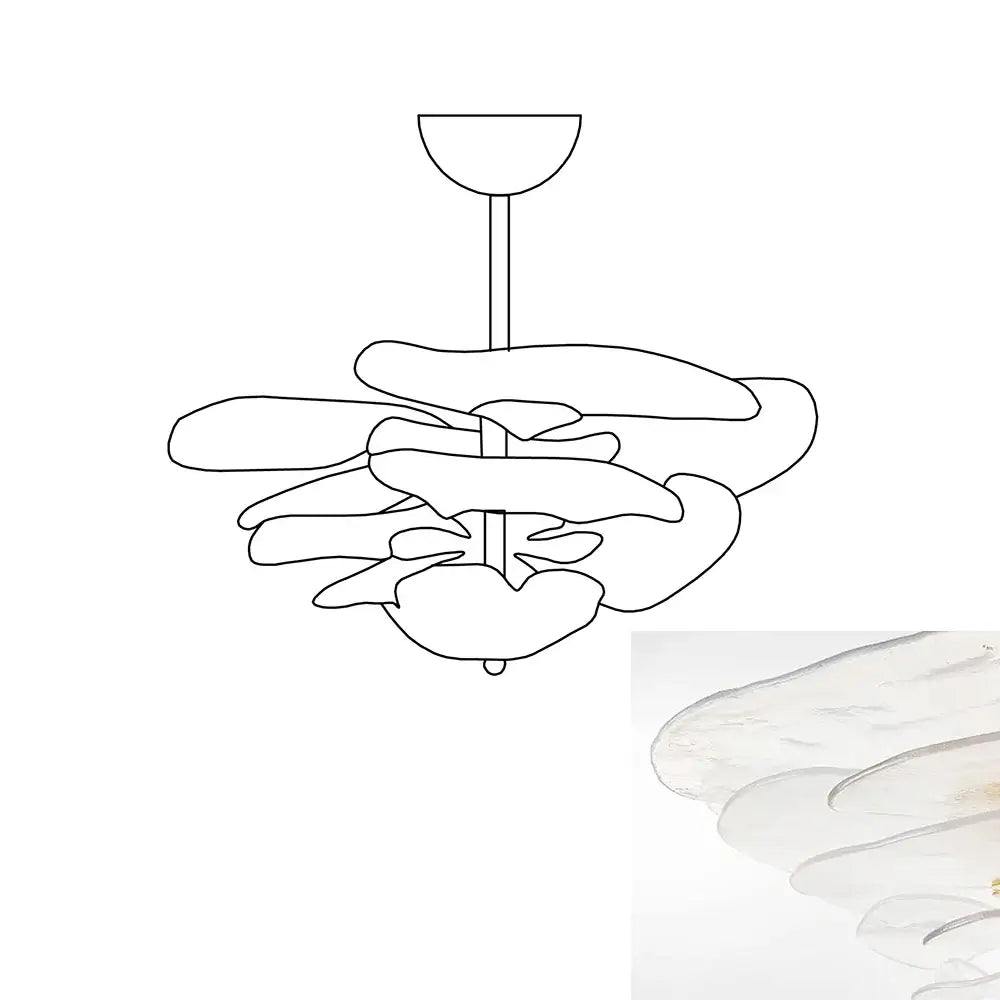 White Sculpted Leaf Glass Chandelier