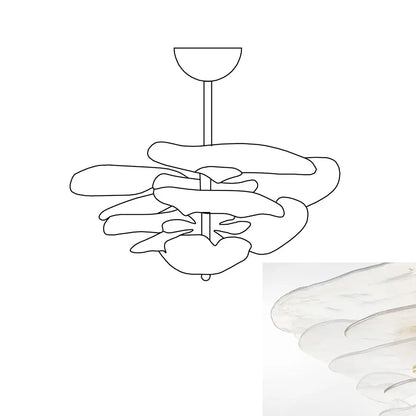 White Sculpted Leaf Glass Chandelier