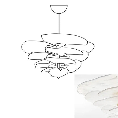 White Sculpted Leaf Glass Chandelier