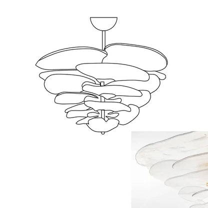 White Sculpted Leaf Glass Chandelier