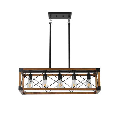 Rustic 5-Light Walnut Chandelier for Home