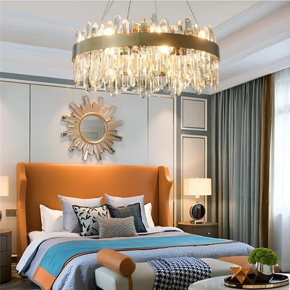 Contemporary Crystal Column Ring Light