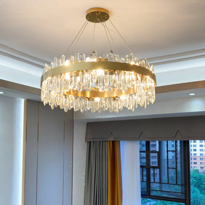 Contemporary Crystal Column Ring Light