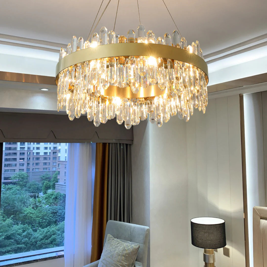 Contemporary Crystal Column Ring Light