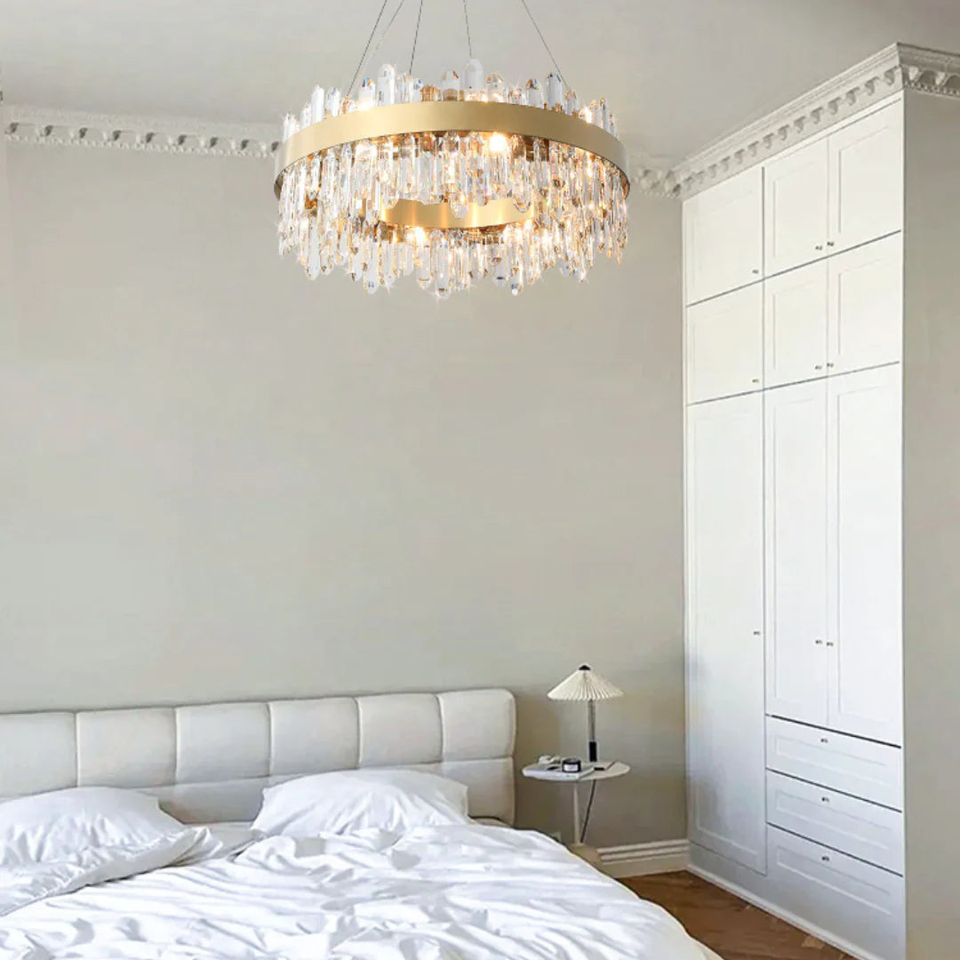 Contemporary Crystal Column Ring Light