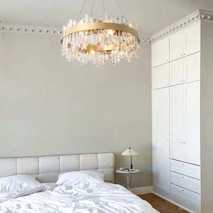 Contemporary Crystal Column Ring Light