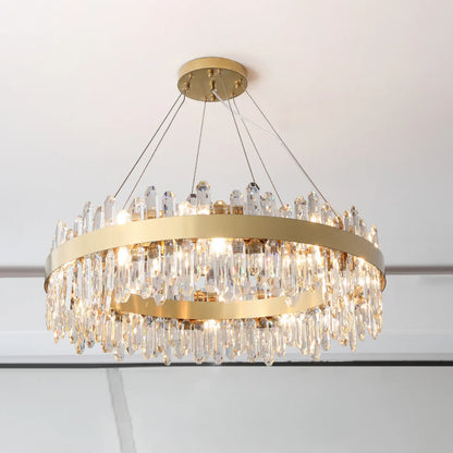 Contemporary Crystal Column Ring Light