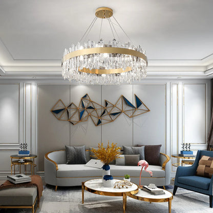 Contemporary Crystal Column Ring Light