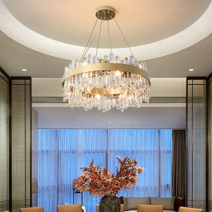Contemporary Crystal Column Ring Light