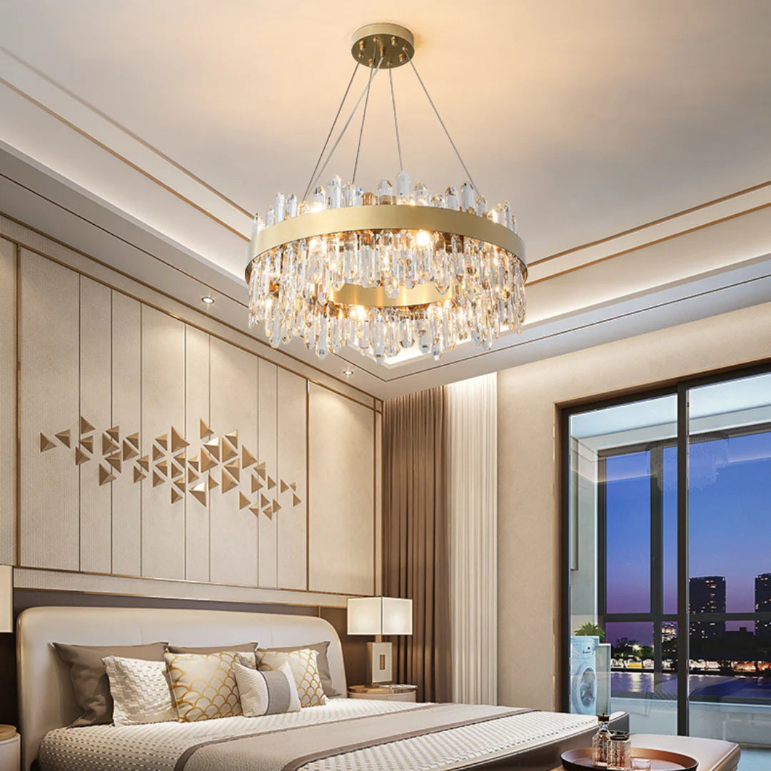 Contemporary Crystal Column Ring Light