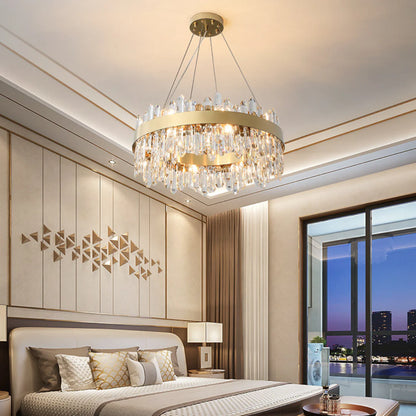 Contemporary Crystal Column Ring Light