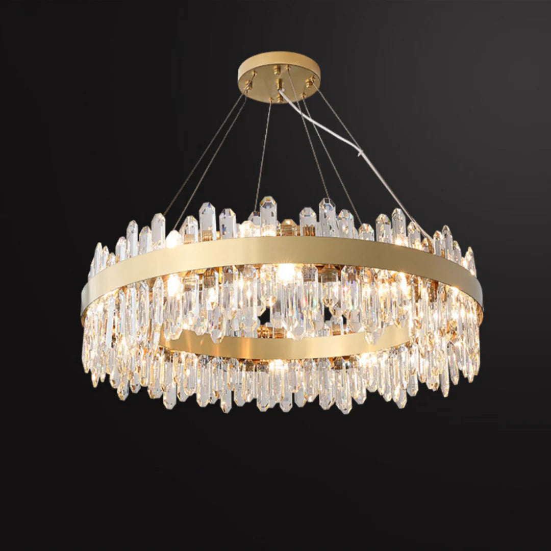 Contemporary Crystal Column Ring Light
