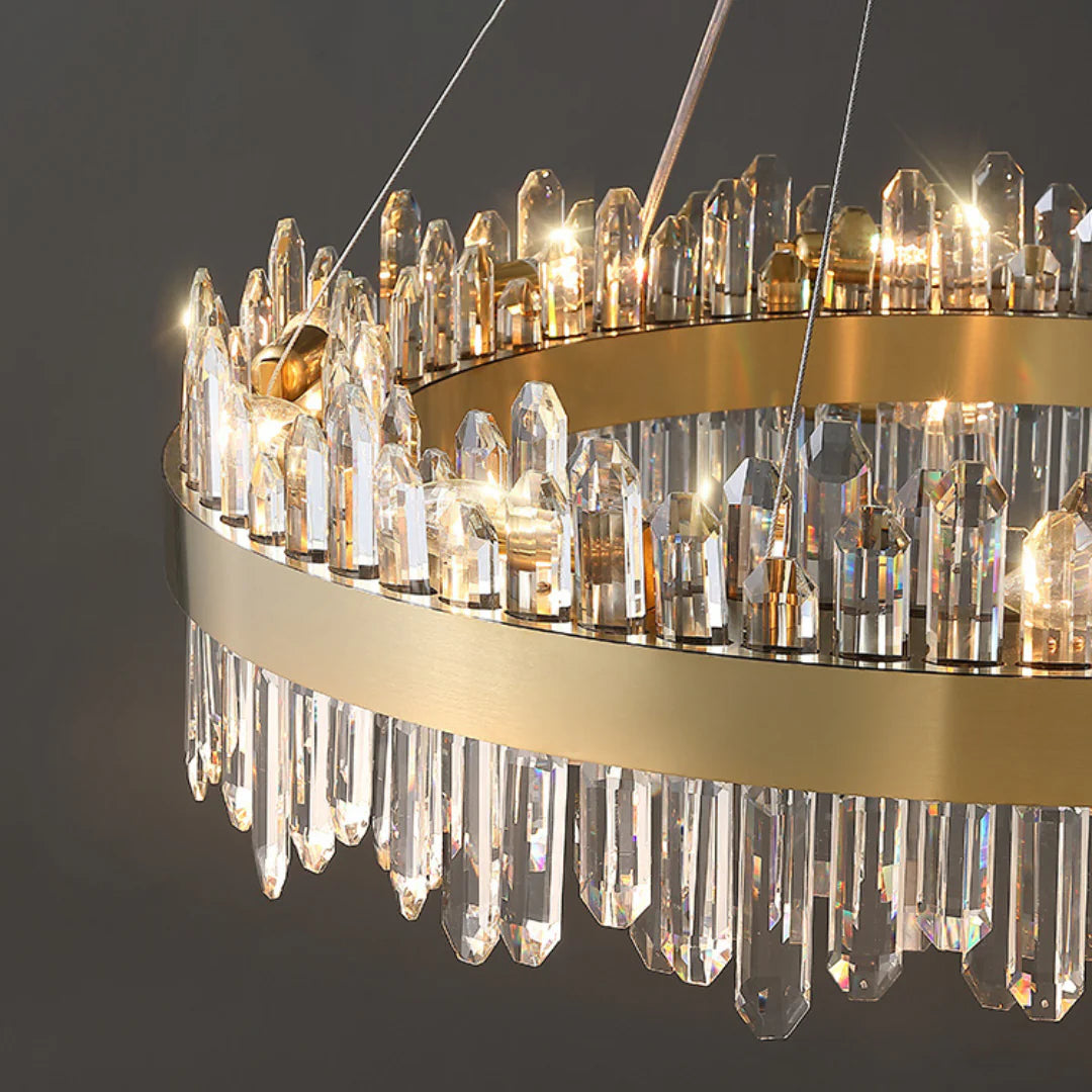 Contemporary Crystal Column Ring Light