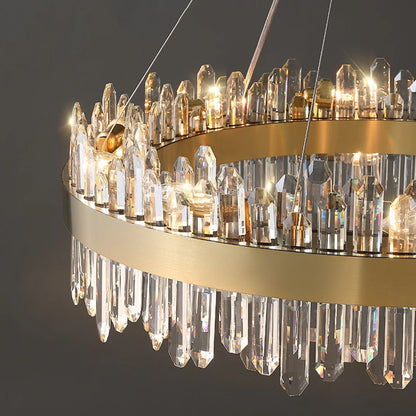 Contemporary Crystal Column Ring Light