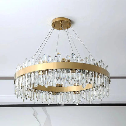 Contemporary Crystal Column Ring Light