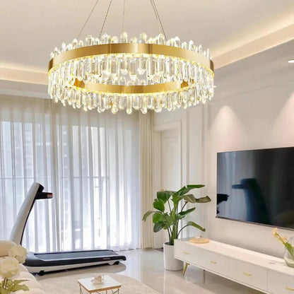 Contemporary Crystal Column Ring Light