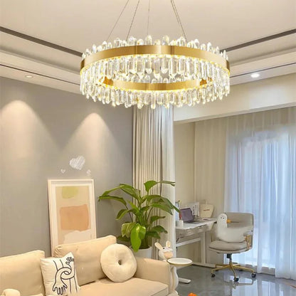 Contemporary Crystal Column Ring Light
