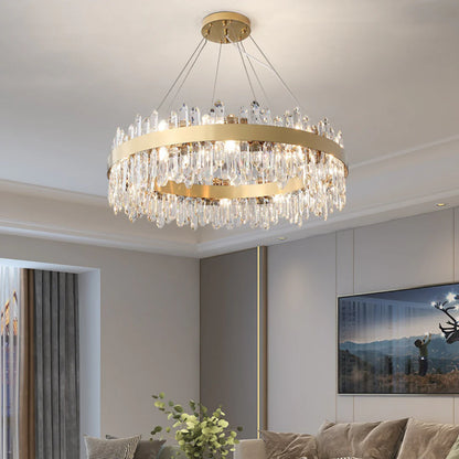 Contemporary Crystal Column Ring Light
