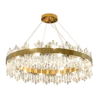 Contemporary Crystal Column Ring Light