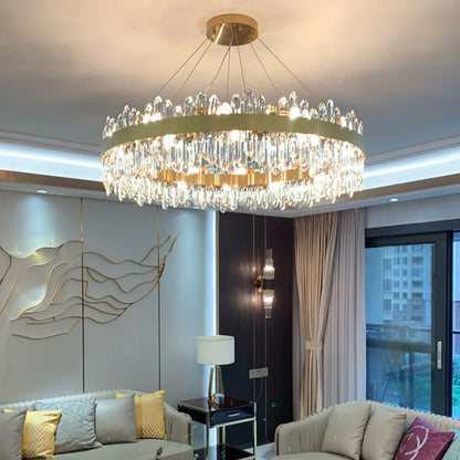Contemporary Crystal Column Ring Light