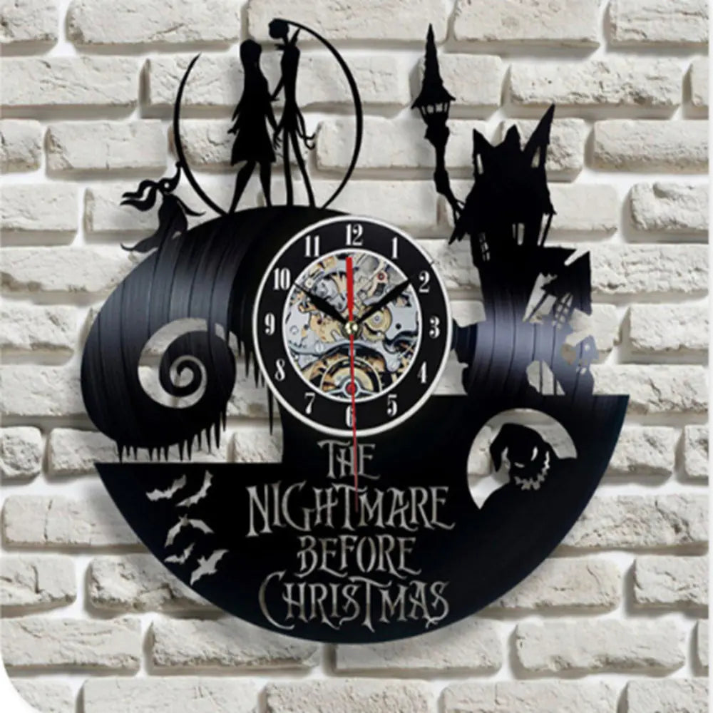 3D Jack and Sally Wall Clock - Vinyl Record Design