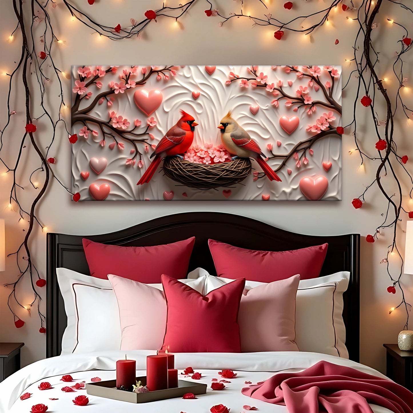Cardinal Pair Dimensional Wall Art IV