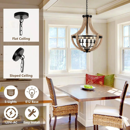 Adjustable Solid Wood Chandelier - Welfel