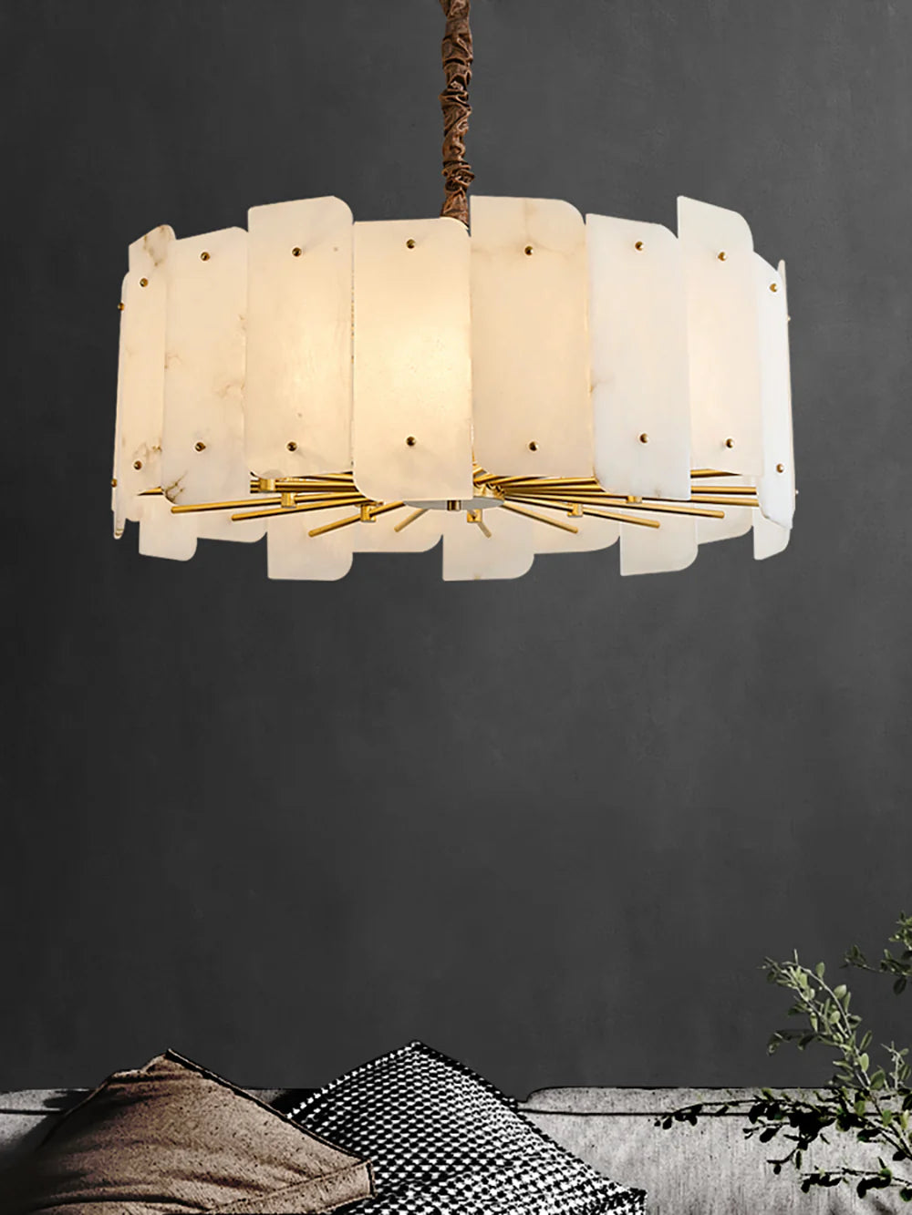 Contemporary Alabaster Round Pendant