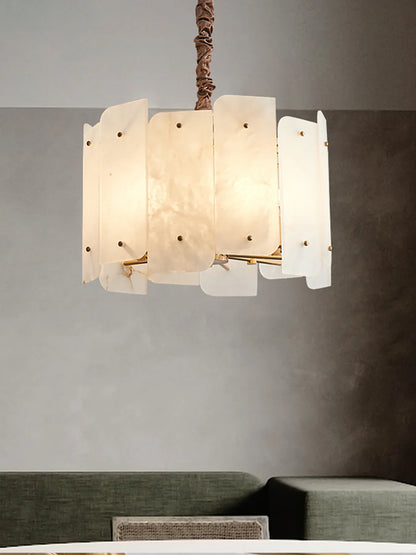 Contemporary Alabaster Round Pendant