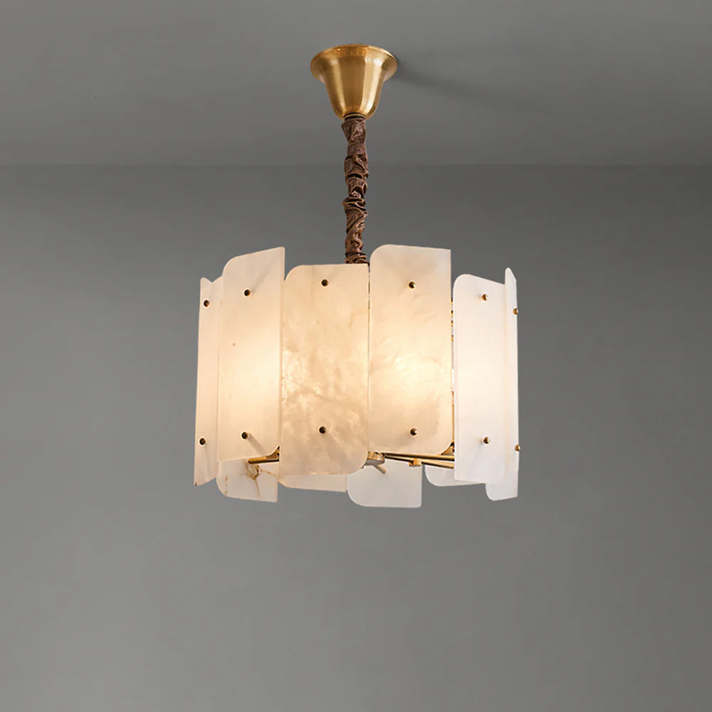 Contemporary Alabaster Round Pendant