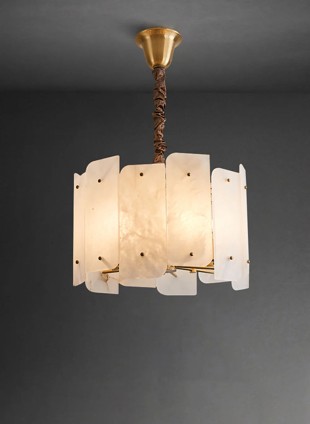 Contemporary Alabaster Round Pendant