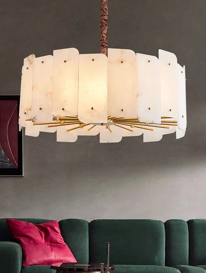 Contemporary Alabaster Round Pendant