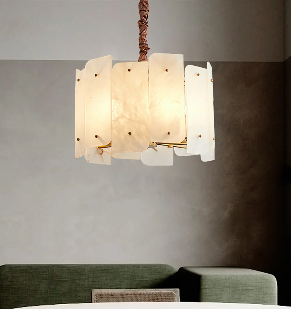Contemporary Alabaster Round Pendant