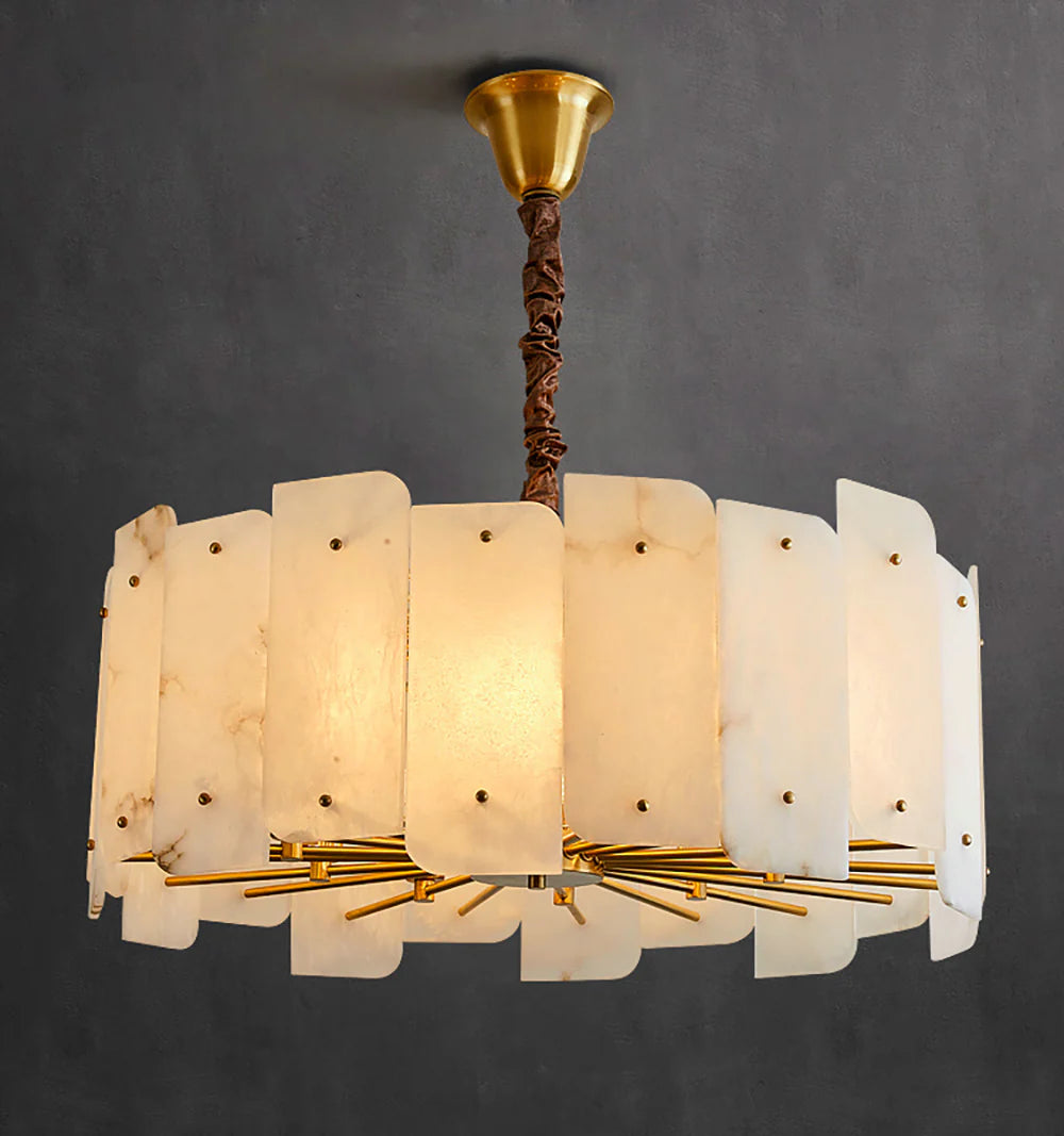 Contemporary Alabaster Round Pendant