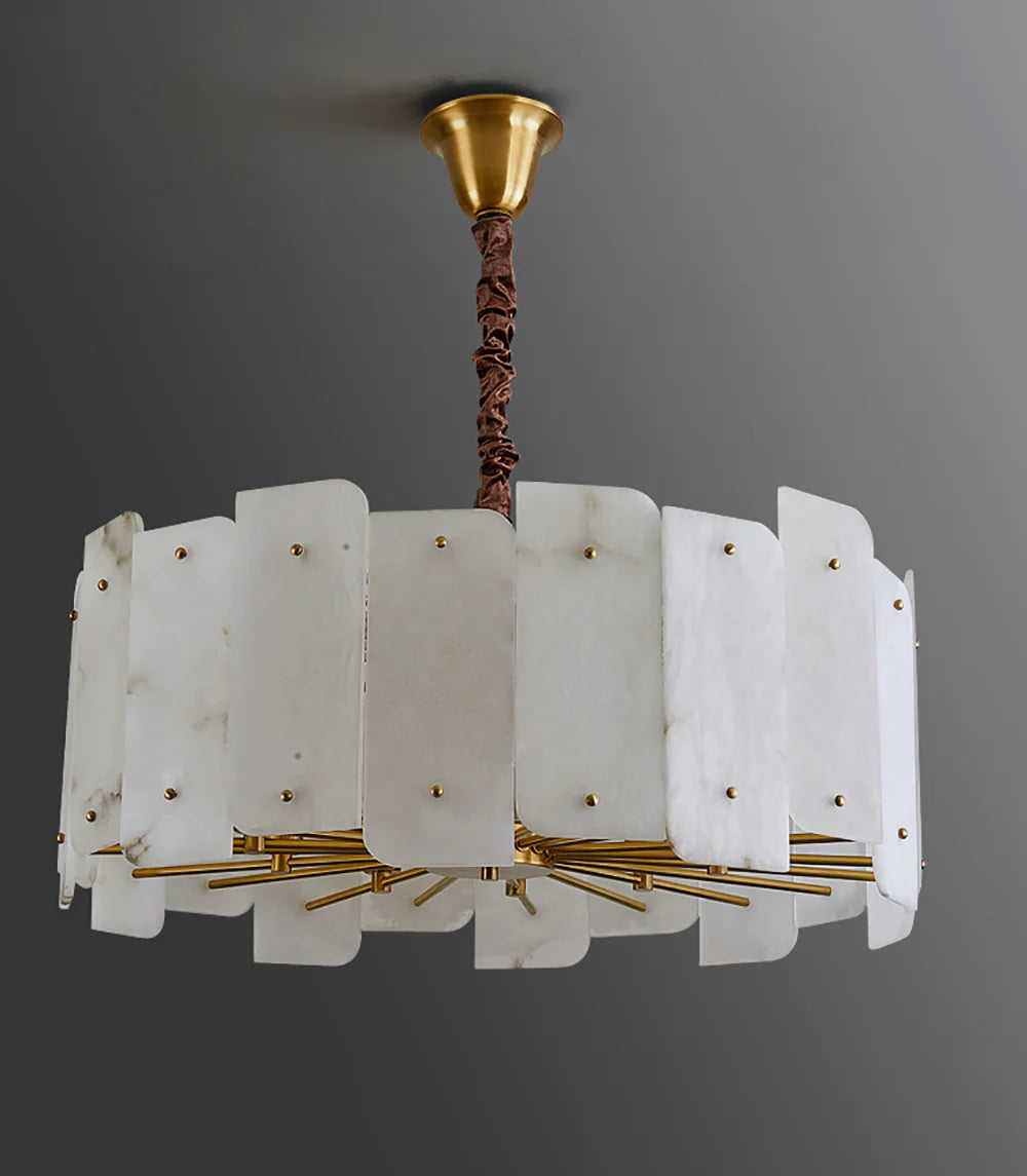 Contemporary Alabaster Round Pendant