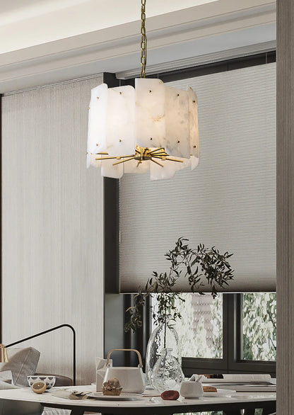 Contemporary Alabaster Round Pendant