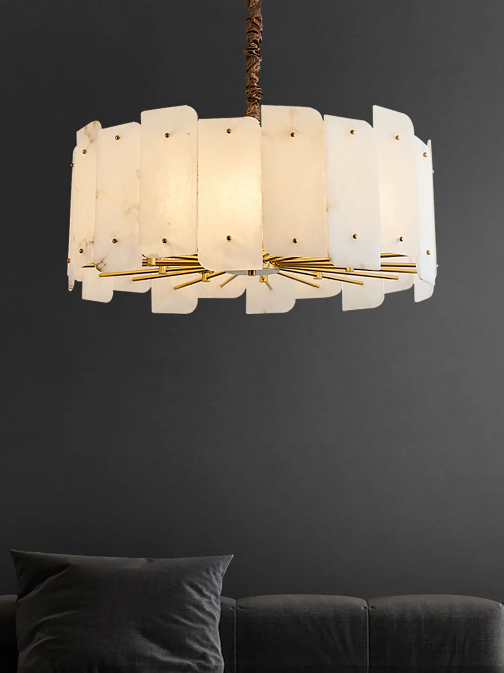 Contemporary Alabaster Round Pendant